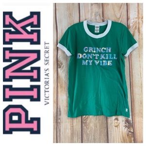 ➡️PINK Victoria Secret Green Grinch Tee Size S